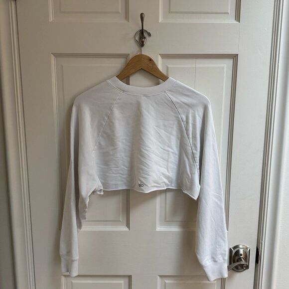 Alo Double Take Cropped Pullover in White - Picture 11 of 12